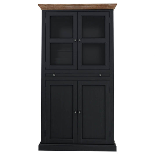 Teak Elegance Tall Two-Tone Bar Cabinet with Double Doors