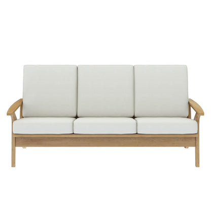 Nordic Teak Wood 3 Seater High Back Sofa